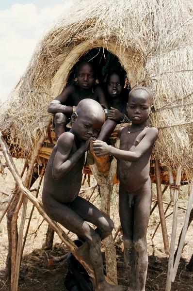 Bambini, Mursi, trib,,,,,,,,, fotografia etnica, Valle dell'Omo,