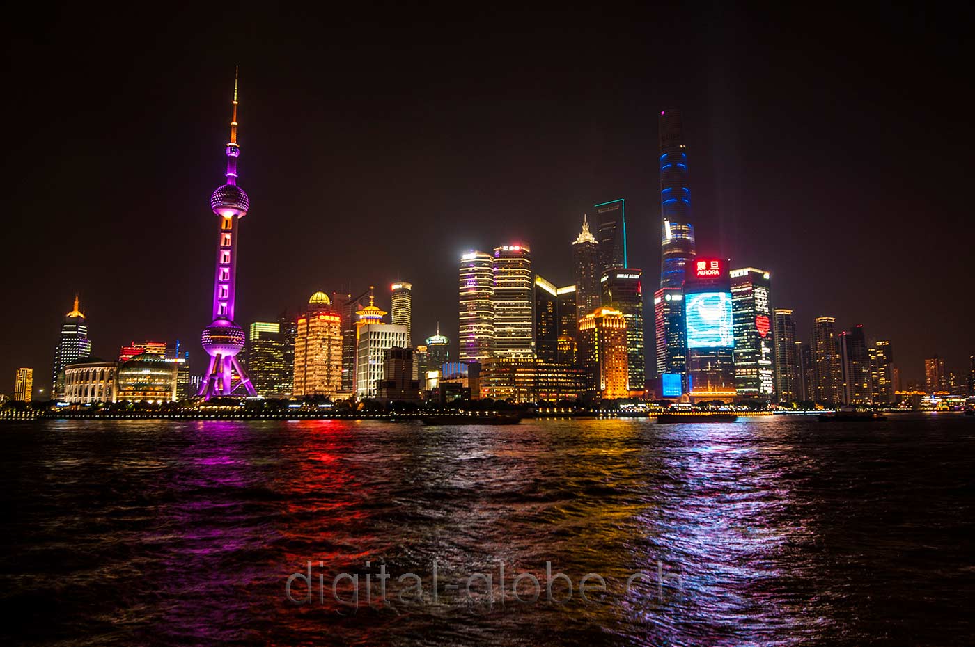 Shanghai, fotografia, skyline, notturna