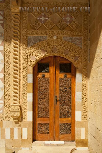 Portale, stuccature, castello, Beit Al Dine, Libano, fotografia