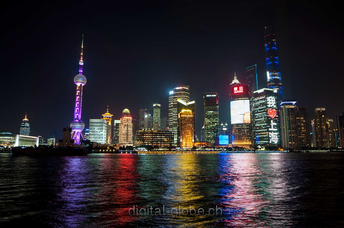Shanghai, fotografia, skyline, notturna