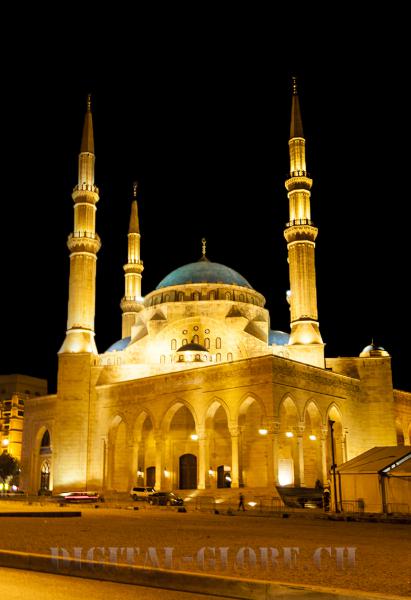 Libano, Beirut, moschea, Al Amin, fotografia, notte