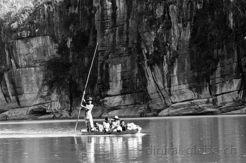 Bianco, nero, fiume, canoa, Madagascar, fotografia